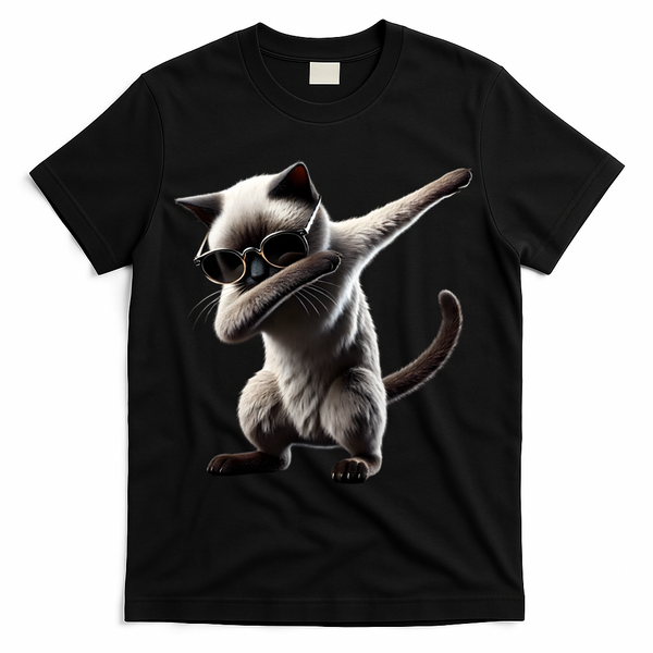Dabbing Siamese Cat Pet Motif Cool Dab Animal Lover Gift T-Shirt - Black