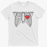 Dad Skeleton Halloween Beer Pizza Funny Pregnancy Couple T-Shirt - White