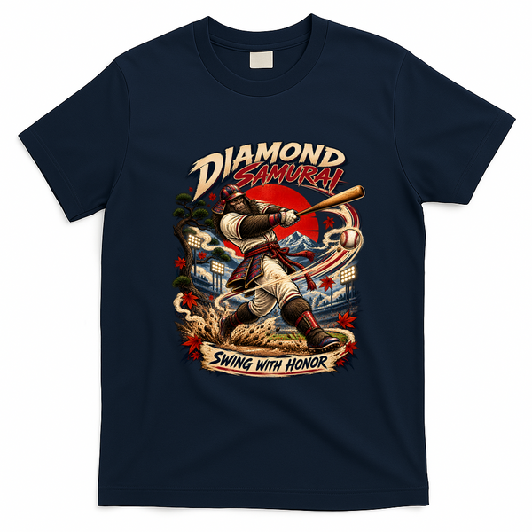 Diamond Samurai – Swing With Honor Bigfoot Baseball T-Shirt - Navy Blue