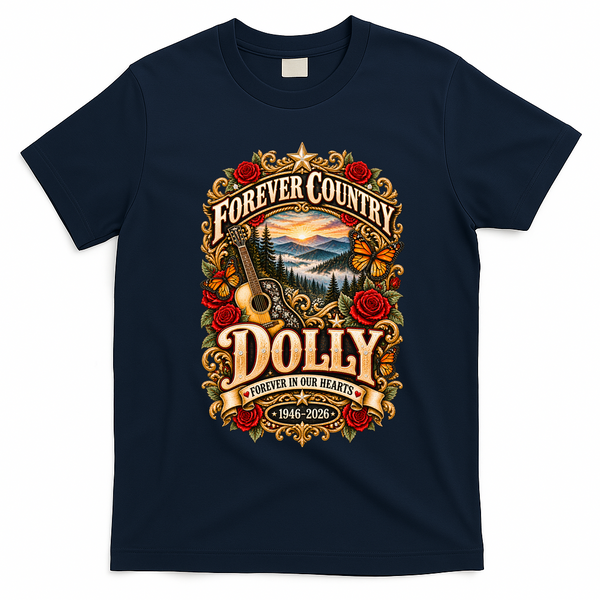 Dolly Tribute Forever Country 1946-2026  T-Shirt - Navy Blue