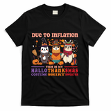 Due To Inflation Halloween Thanksgiving Ugly Christmas Llama Gift T-Shirt - Black