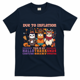 Due To Inflation Halloween Thanksgiving Ugly Christmas Llama Gift T-Shirt - Navy