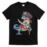 Dinosaur T Rex Pirate Jolly Roger Halloween Funny T-Shirt - Black