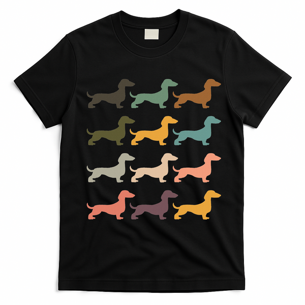 Dachshund Vintage Silhouette funny Dog Lover T-Shirt - Black
