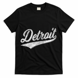 Detroit Varsity Script Classic Sports Jersey Style T-Shirt - Black