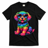 Dog Wearing Glasses Heart Puppy Love Dog T-Shirt - Black