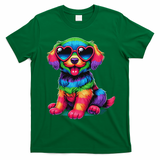 Dog Wearing Glasses Heart Puppy Love Dog T-Shirt - Irish Green
