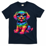 Dog Wearing Glasses Heart Puppy Love Dog T-Shirt - Navy Blue