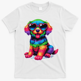 Dog Wearing Glasses Heart Puppy Love Dog T-Shirt - White