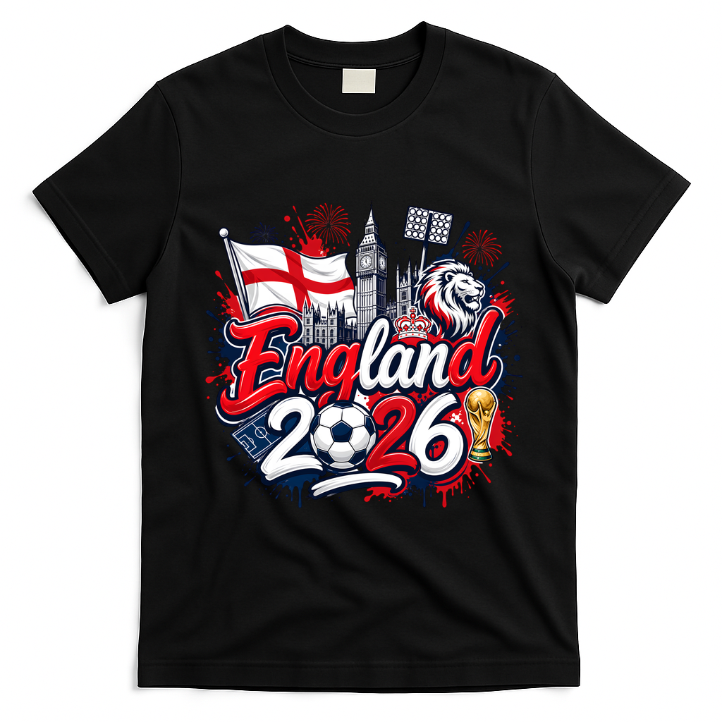 England 2026 World Soccer Fan Gear T-Shirt - Black