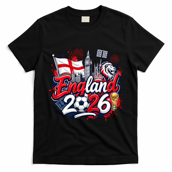 England 2026 World Soccer Fan Gear T-Shirt - Black