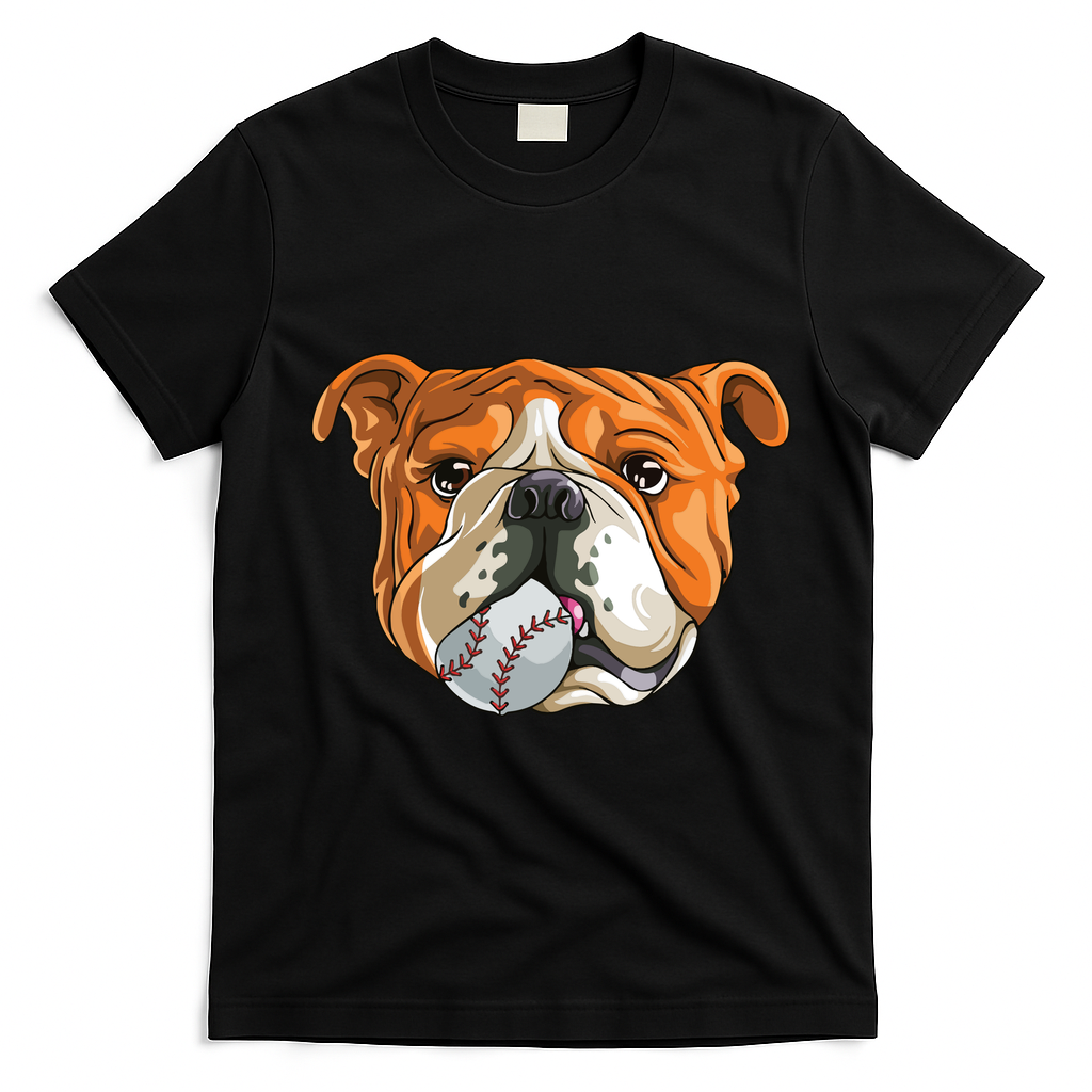 English Bulldog Baseball T Dog Funny Cute Lover T-Shirt - Black