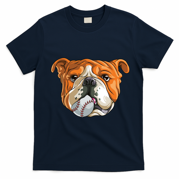 English Bulldog Baseball T Dog Funny Cute Lover T-Shirt - Navy Blue