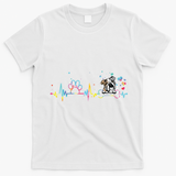 English Bulldog Heartbeat Funny Tie Dye Dog Lovers T-Shirt - White