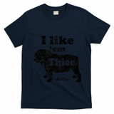 English Bulldog I Like Em Thicc Dog Silhouette T-Shirt - Navy Blue