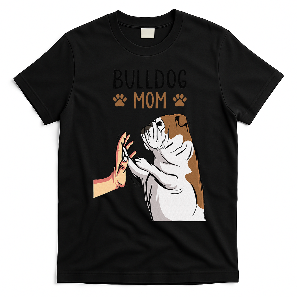 English Bulldog Mom Bully Dog Mama Funny Women T-Shirt - Black