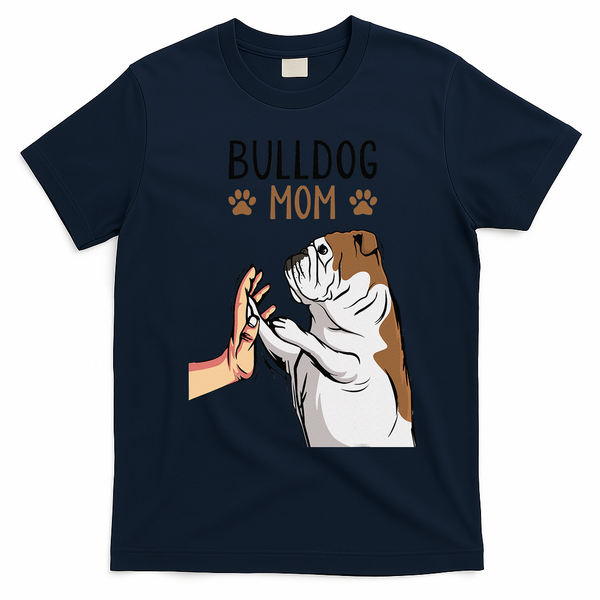 English Bulldog Mom Bully Dog Mama Funny Women T-Shirt - Navy Blue