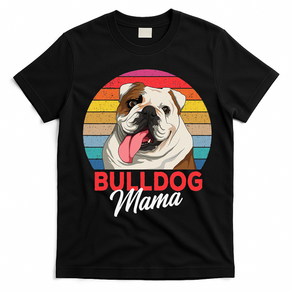 English Bulldog Mama Mom Womens T-Shirt - Black