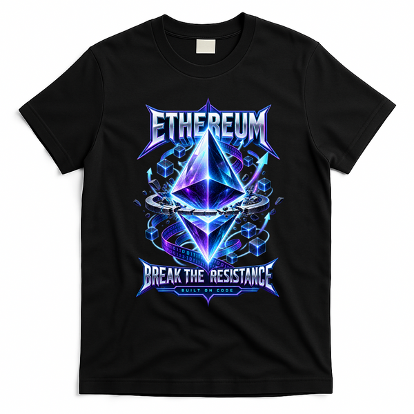 Ethereum Break the Resistance Graphic Art T-Shirt - Black