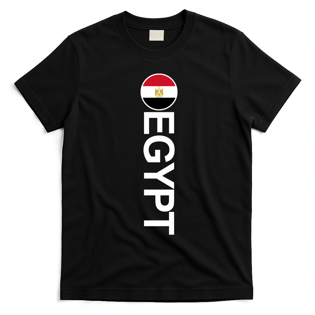 Egypt Country Flag Vertical T-Shirt - Black