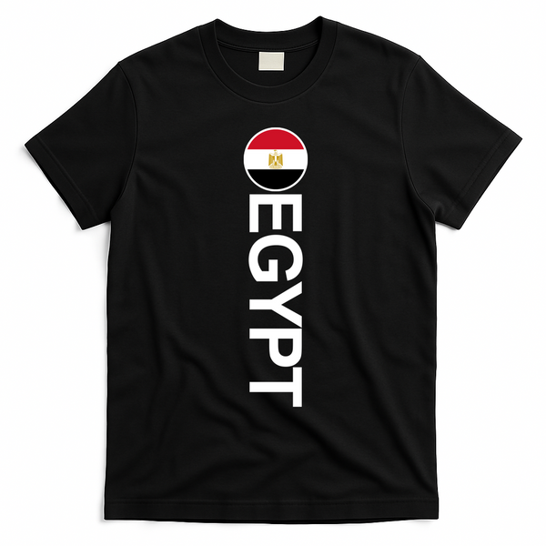 Egypt Country Flag Vertical T-Shirt - Black