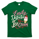 Easily Distracted By Ice Cream Funny Cute T-Shirt - Irish Green
