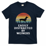 Easily Distracted By Weiners Weiner Dog Owner Gifts Weenie T-Shirt - Navy Blue
