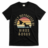 Easily Distracted By Birds And Dogs I Like Heart Bird Dog T-Shirt - Black