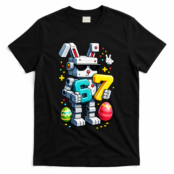 Easter Day Bunny Egg 6-7 Meme Gamer T-Shirt - Black