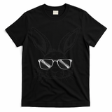 Easter Day Cool Bunny Face With Sunglasses T-Shirt - Black