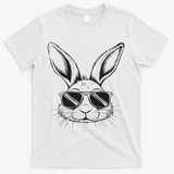 Easter Day Cool Bunny Face With Sunglasses T-Shirt - White