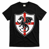 England Dragon Crest Shield Red Cross Emblem T-Shirt - Black