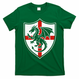 England Dragon Crest Shield Red Cross Emblem T-Shirt - Irish Green