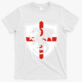 England Dragon Crest Shield Red Cross Emblem T-Shirt - White