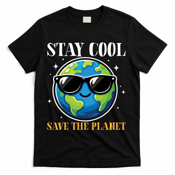 Earth Day Stay Cool Save The Planet T-Shirt - Black