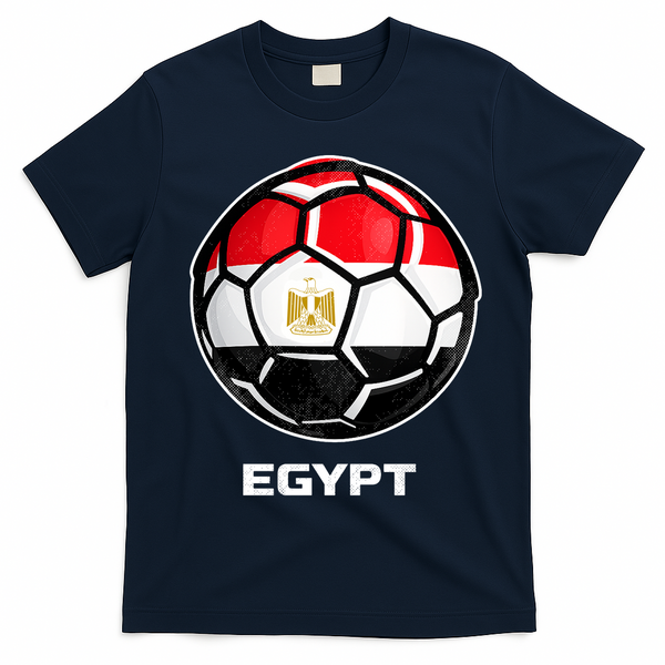 Egypt Flag Soccer Ball Vintage T-Shirt - Navy Blue