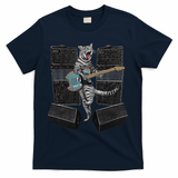 Electric Guitar Cat Amps Monitors Amplified Rockin Kitty T-Shirt - Navy
