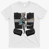 Electric Guitar Cat Amps Monitors Amplified Rockin Kitty T-Shirt - White
