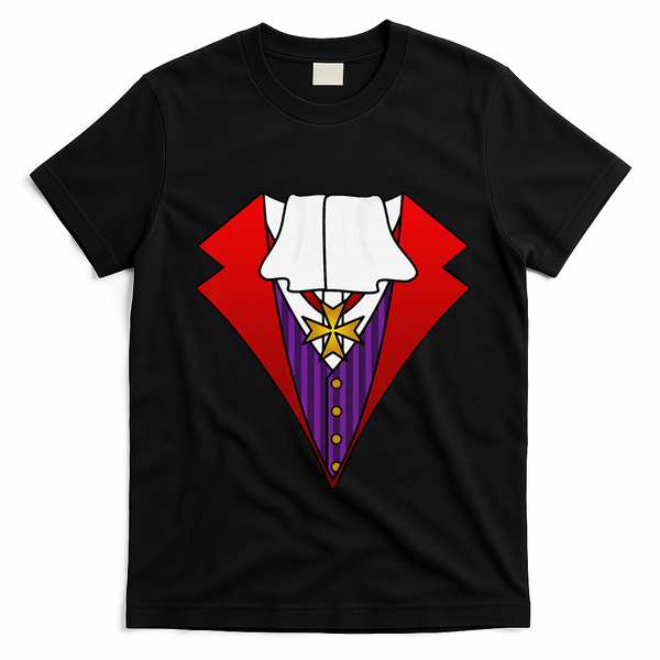 Easy Halloween Costumes Dracula Tuxedo Vampire Costume T-Shirt - Black