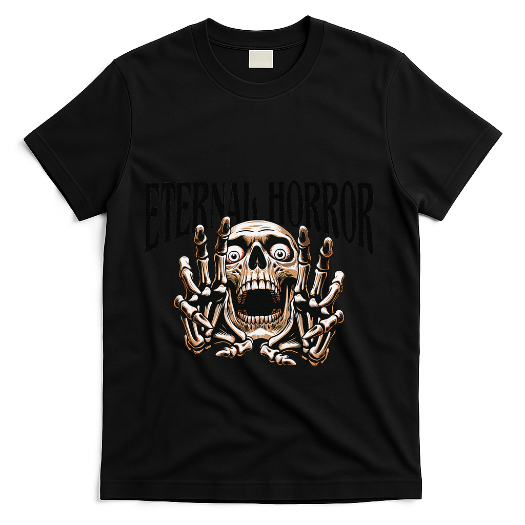 Eternal Horror Creepy Skeleton Screaming Dark Horror Spooky T-Shirt - Black