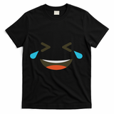Emoticon Halloween Costumes Laughing Crying Face T-Shirt - Black