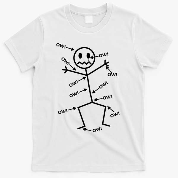 Everything Hurts Stick Man In Pain T-Shirt - White