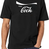 Enjoy Cock Funny Parody Essential Black T-Shirt - White