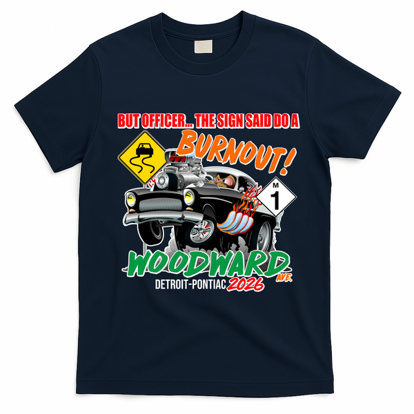 Funny 2026 M1 Woodward AVE But Officer T-Shirt - Navy Blue