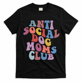 Funny AntiSocial Dog Mom Club Retro Mother's Day T-Shirt - Black