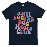 Funny AntiSocial Dog Mom Club Retro Mother's Day T-Shirt - Navy Blue