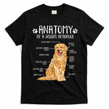 Funny Anatomy Golden Retriever Dog Lover T-Shirt - Black