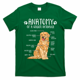 Funny Anatomy Golden Retriever Dog Lover T-Shirt - Irish Green