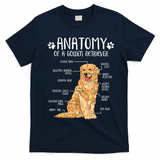 Funny Anatomy Golden Retriever Dog Lover T-Shirt - Navy Blue