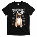Funny Anatomy Pug Dog Pug Lover T-Shirt - Black